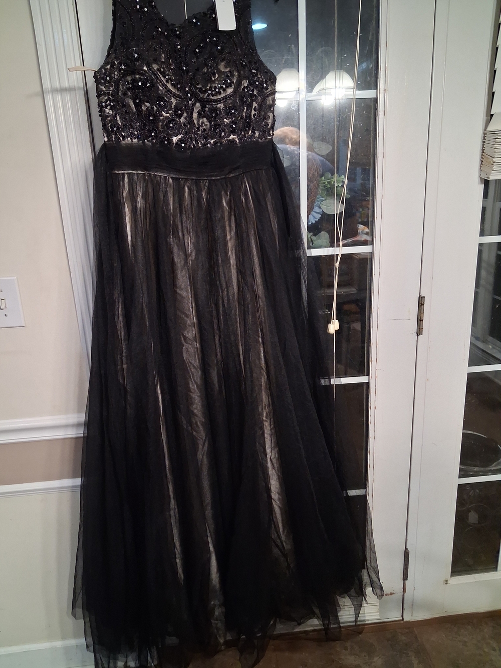 Black Sequin & Tulle Maxi Dress - Women